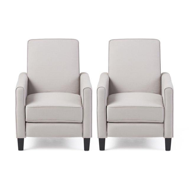 Christopher Knight Home Darvis Contemporary Upholstered Pushback Recliners (Set of 2), Light Gray/Fabric