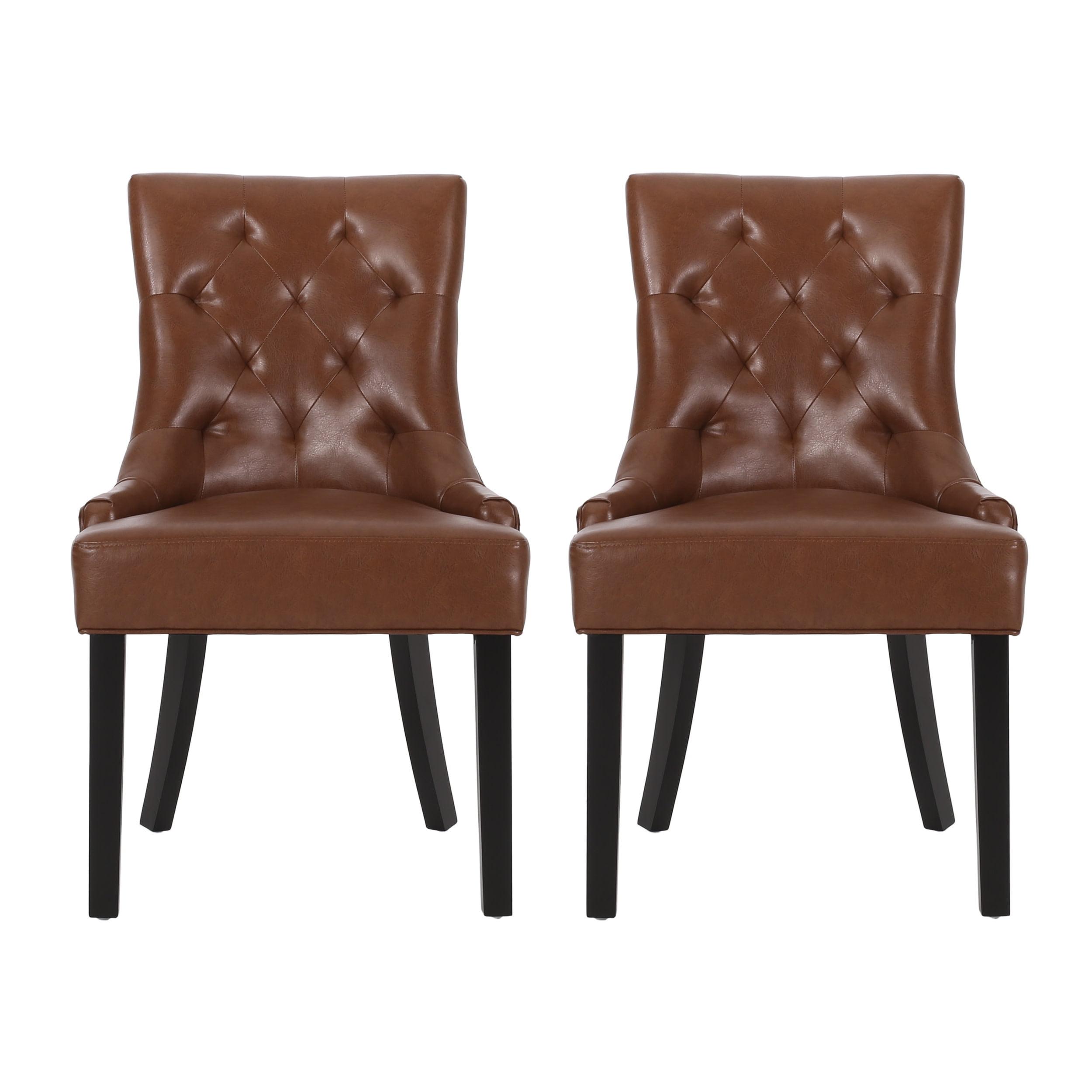 NicBex Modern Dining Chairs Set of 2 with Curved Tufted Backrest for Living Room,Meeting Room,Bedroom,Brown