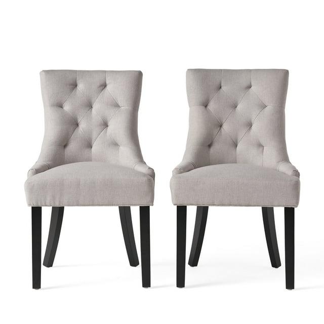 Christopher Knight Home Maggie Contemporary Tufted Armless Dining Chairs (Set of 2), Light Gray/Fabric