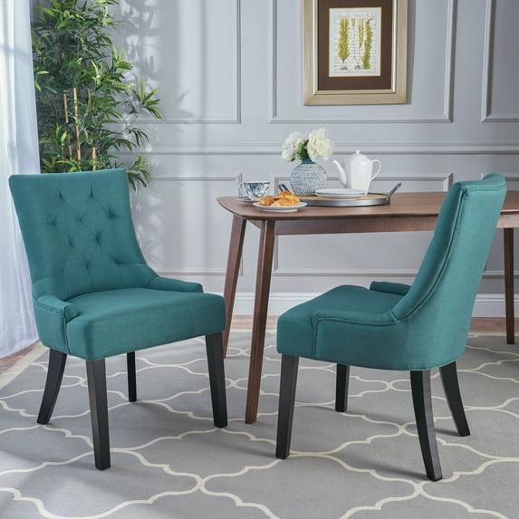 Christopher Knight Home Maggie Contemporary Tufted Armless Dining Chairs (Set of 2), Light Sky/Fabric