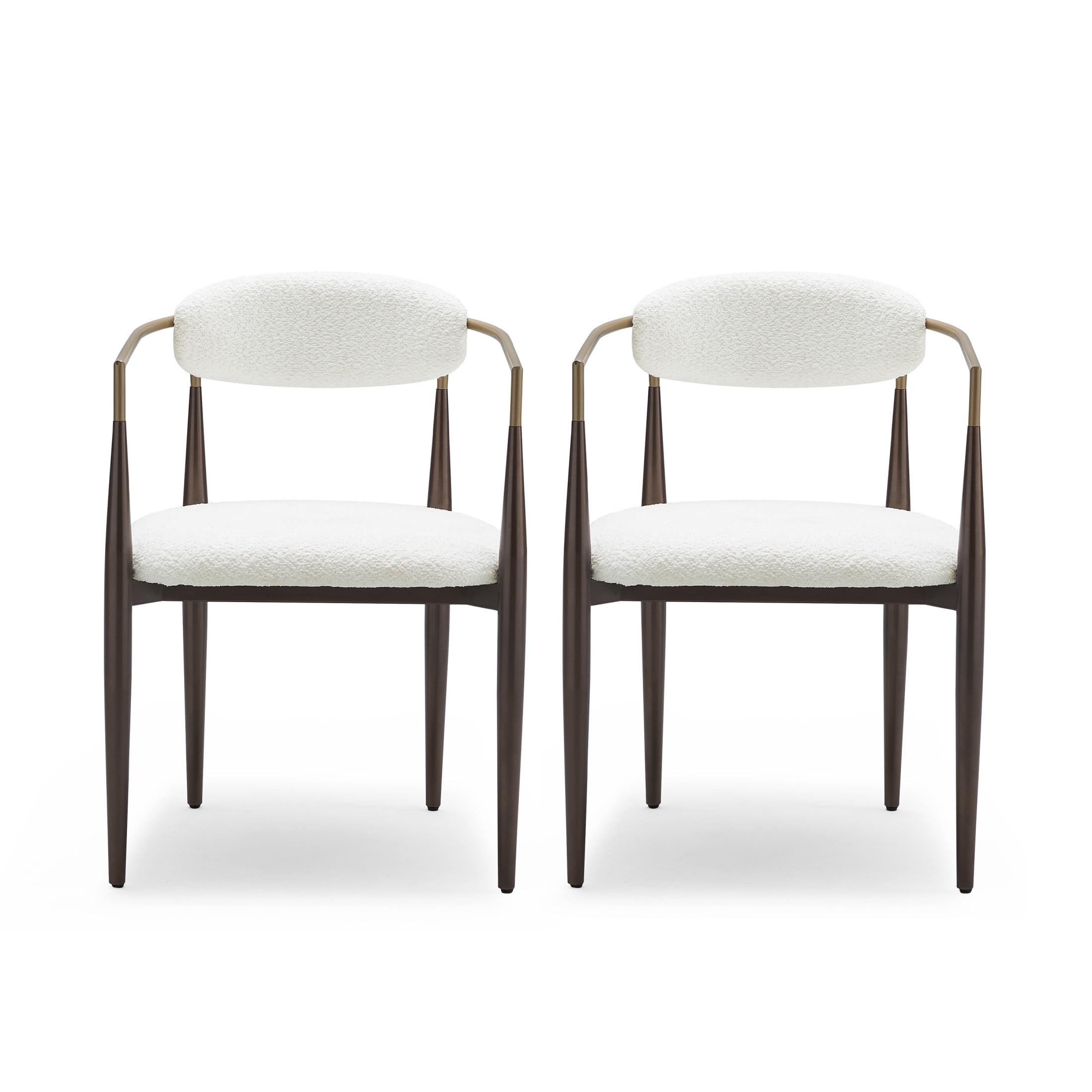 Christopher Knight Home Grov Upholstered Boucle Iron Dining Chair (Set of 2), Beige and Gold