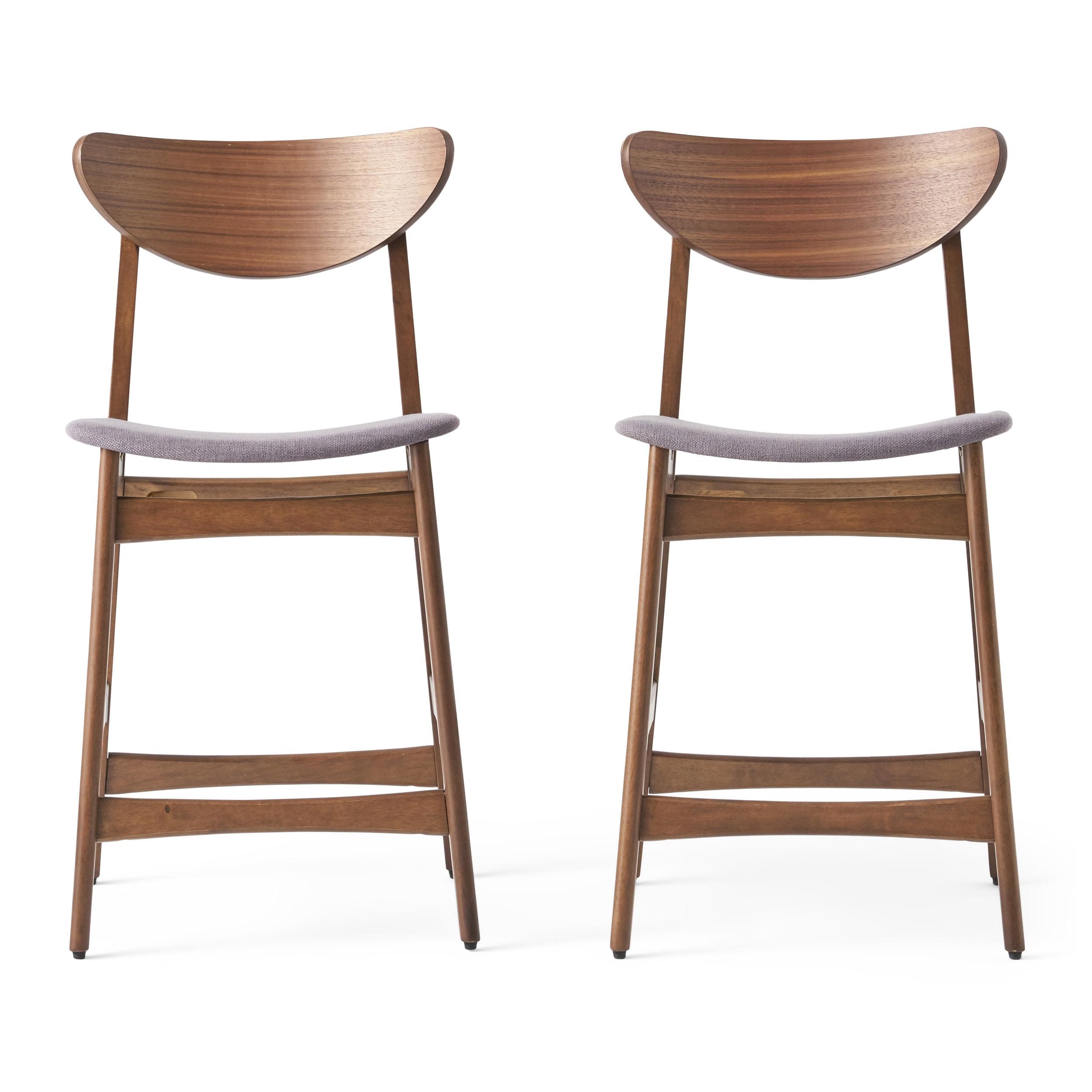 Christopher Knight Home Set of 2 24" Gavin Counter Height Barstool Dark Gray : Upholstered, Rubberwood Legs