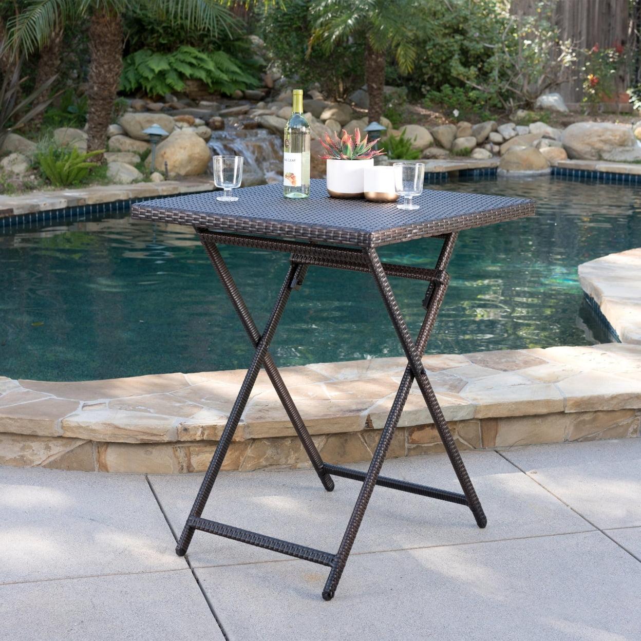 Margarita Square Wicker Bar Table Brown - Christopher Knight Home: Weather-Resistant, Iron Frame Patio Dining