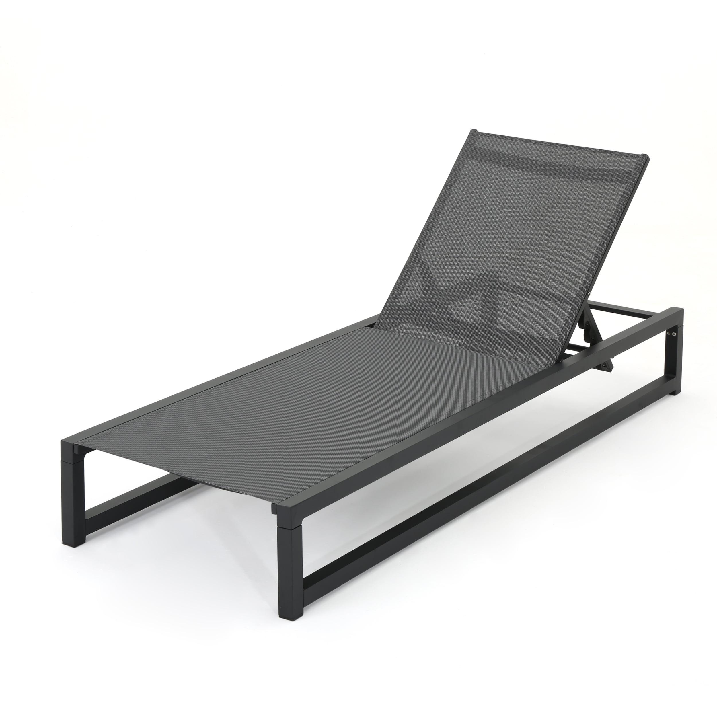 Adjustable Black and Gray Aluminum Outdoor Chaise Lounge