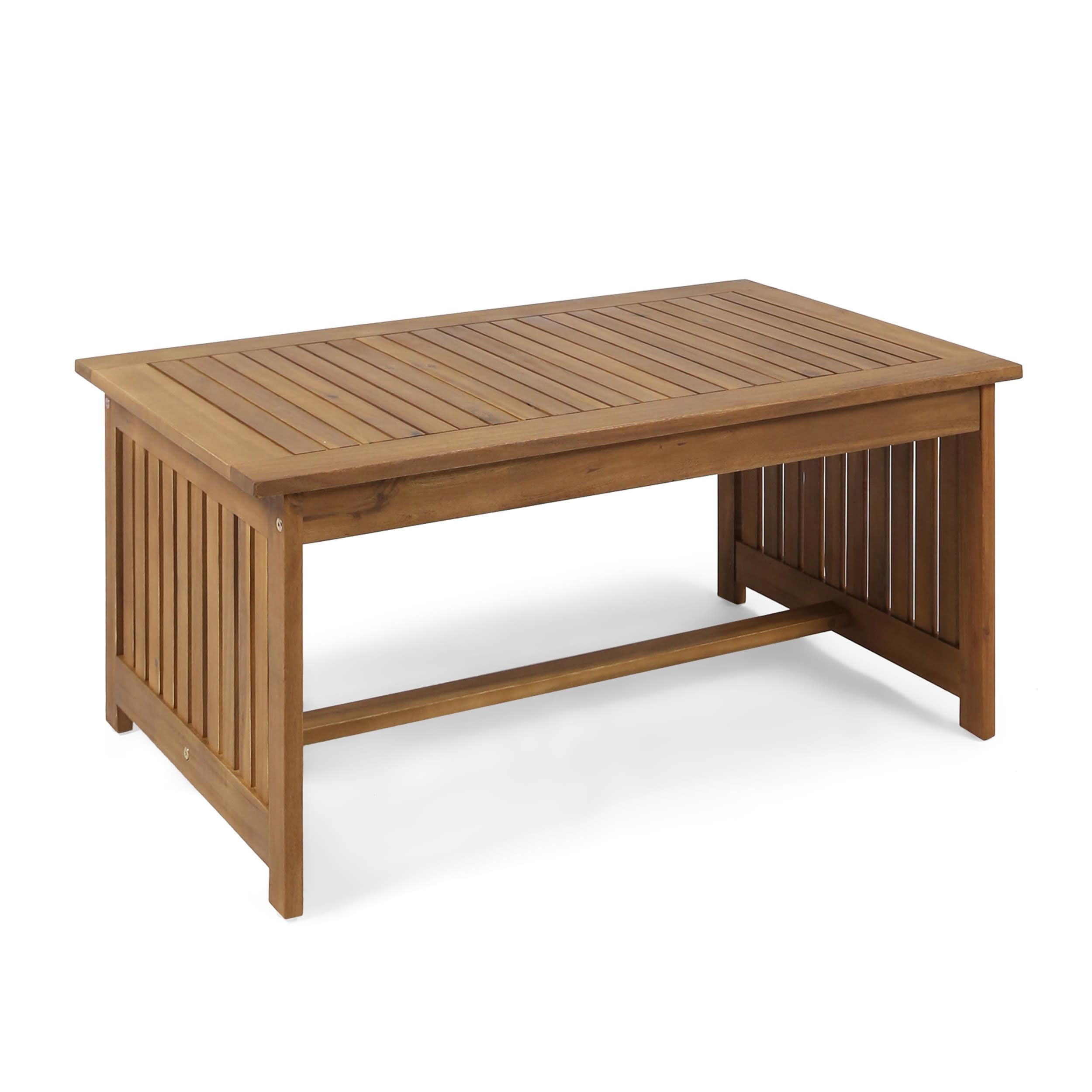 Brown Patina Acacia Wood Outdoor Slat Coffee Table