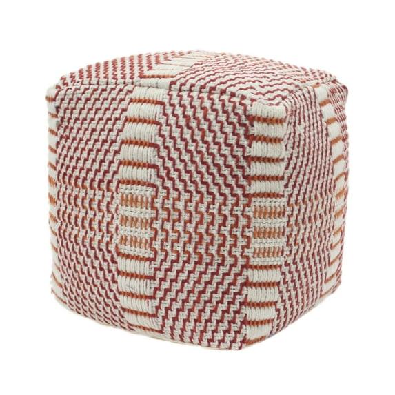 GDF Studio Naydelin Indoor Water Resistant 16" Square Ottoman Pouf, Red and Orange