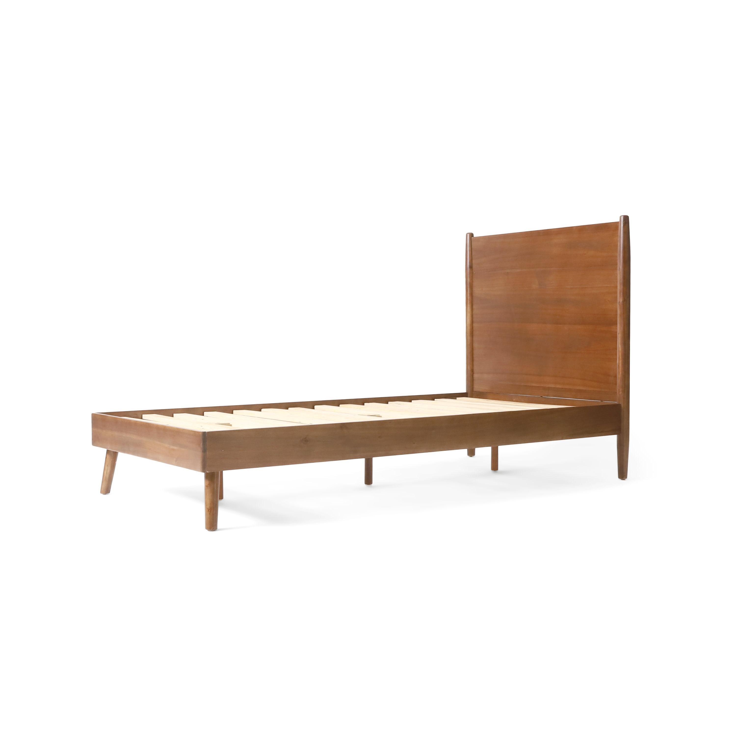 GDF Studio OkiOKi Mid Century Wood Bed, Medium Brown Full
