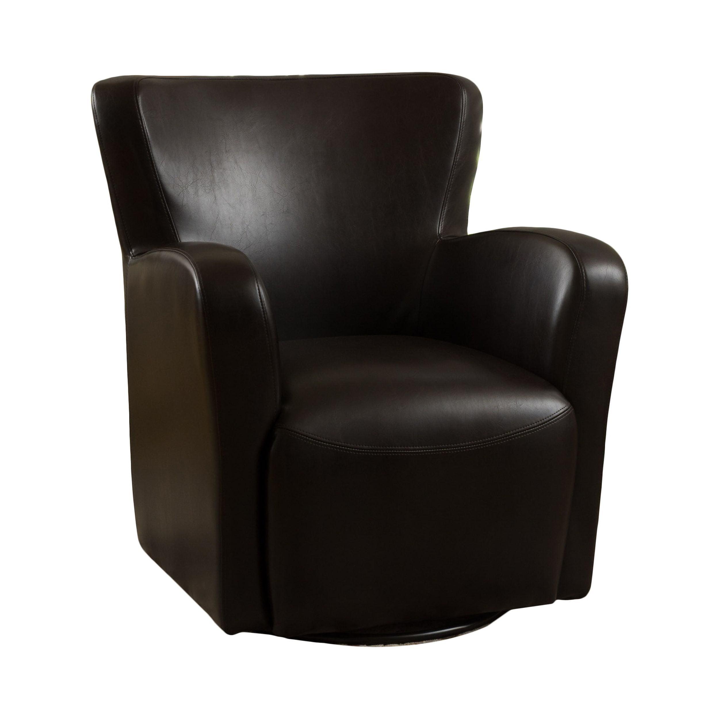 Christopher Knight Home Vada Upholstered Swivel Chair - Brown: Bicast Leather, Iron Frame, No Assembly Required