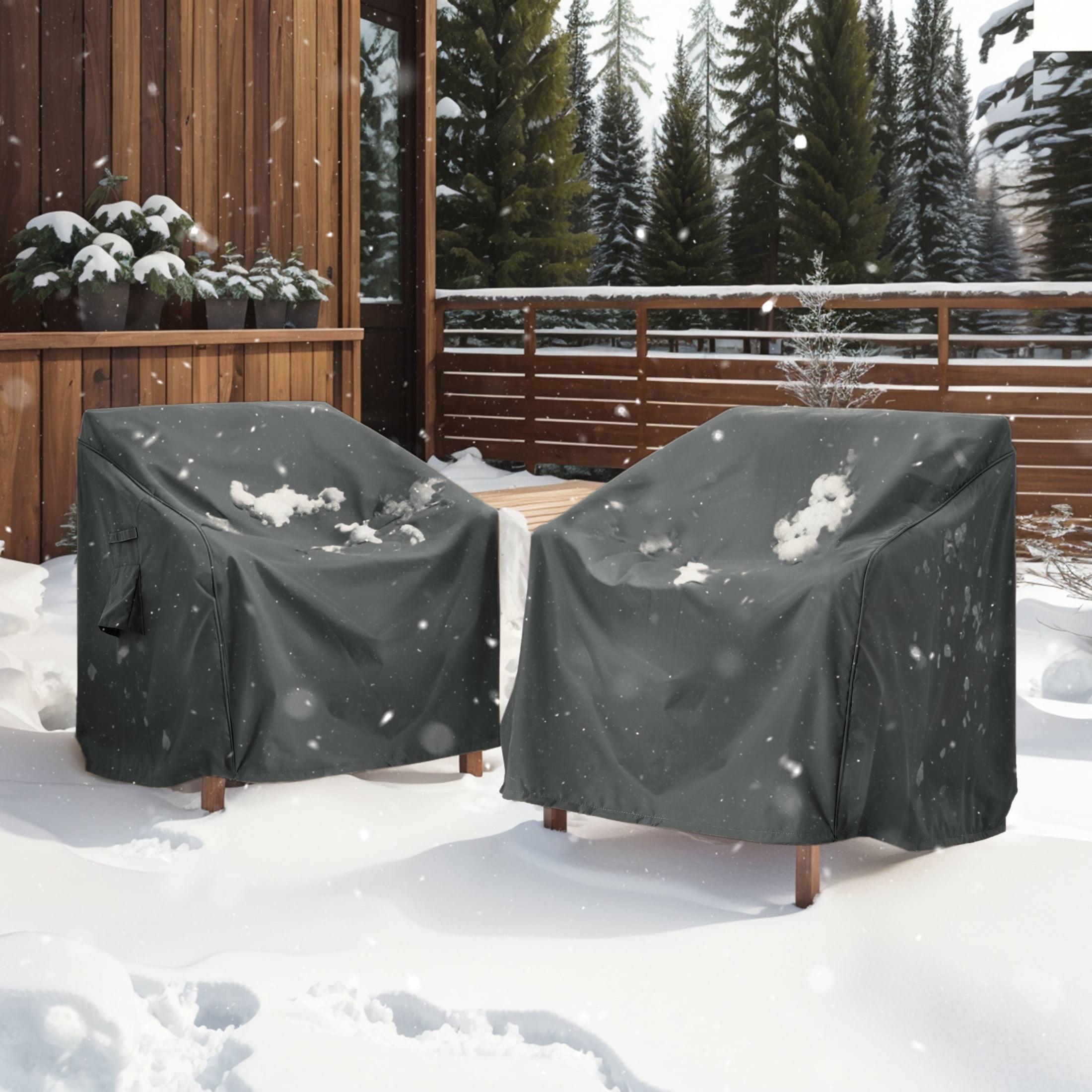 GDF Studio Outdoor Club Chair Covers, Weather-Resistant, UV-Protected, Beige, Set of 2