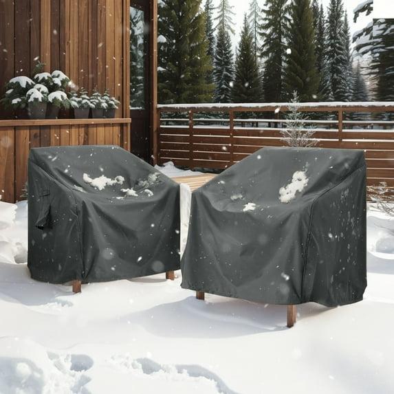 GDF Studio Outdoor Club Chair Covers, Weather-Resistant, UV-Protected, Beige, Set of 2