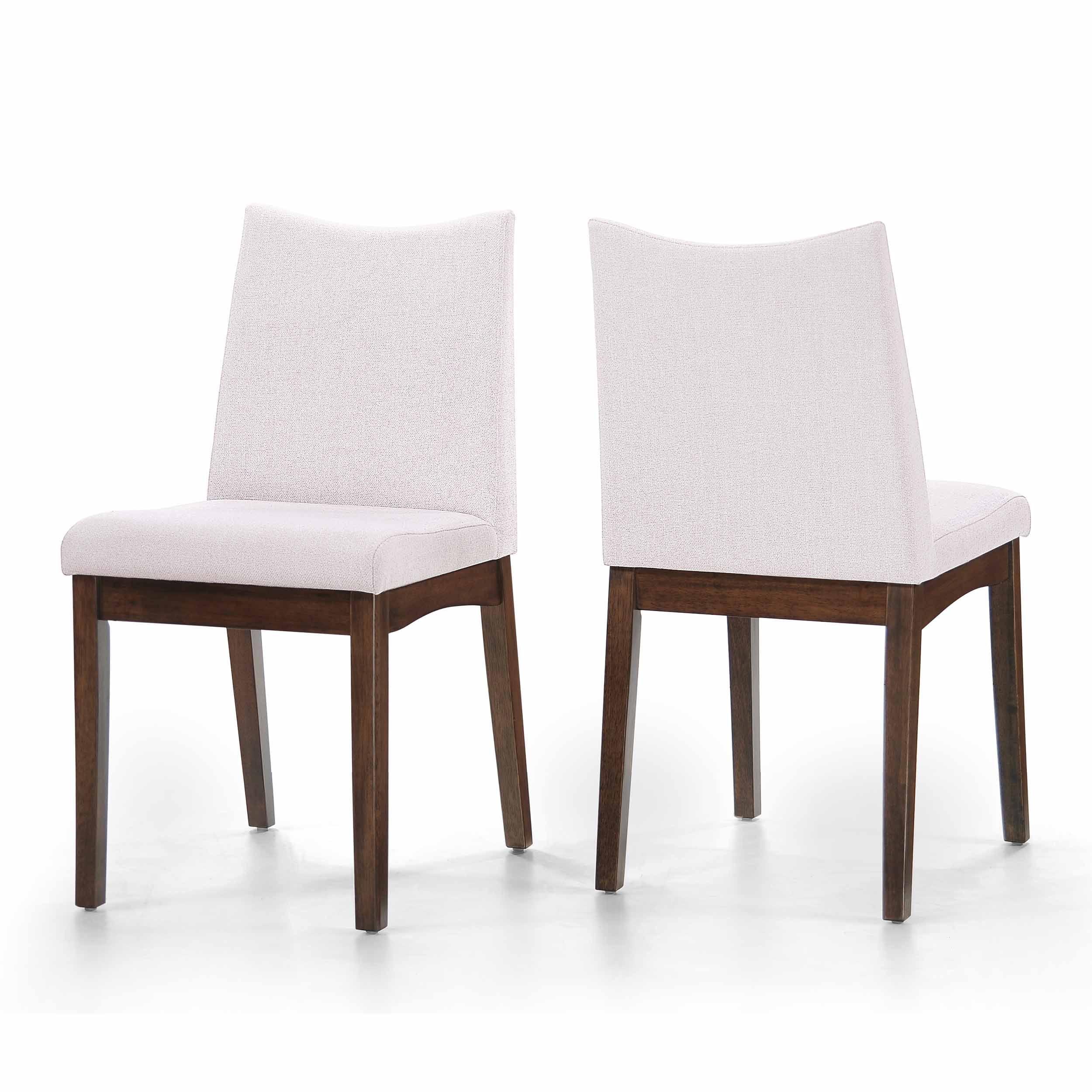 Mid-Century Modern Upholstered Dining Chairs in Light Beige