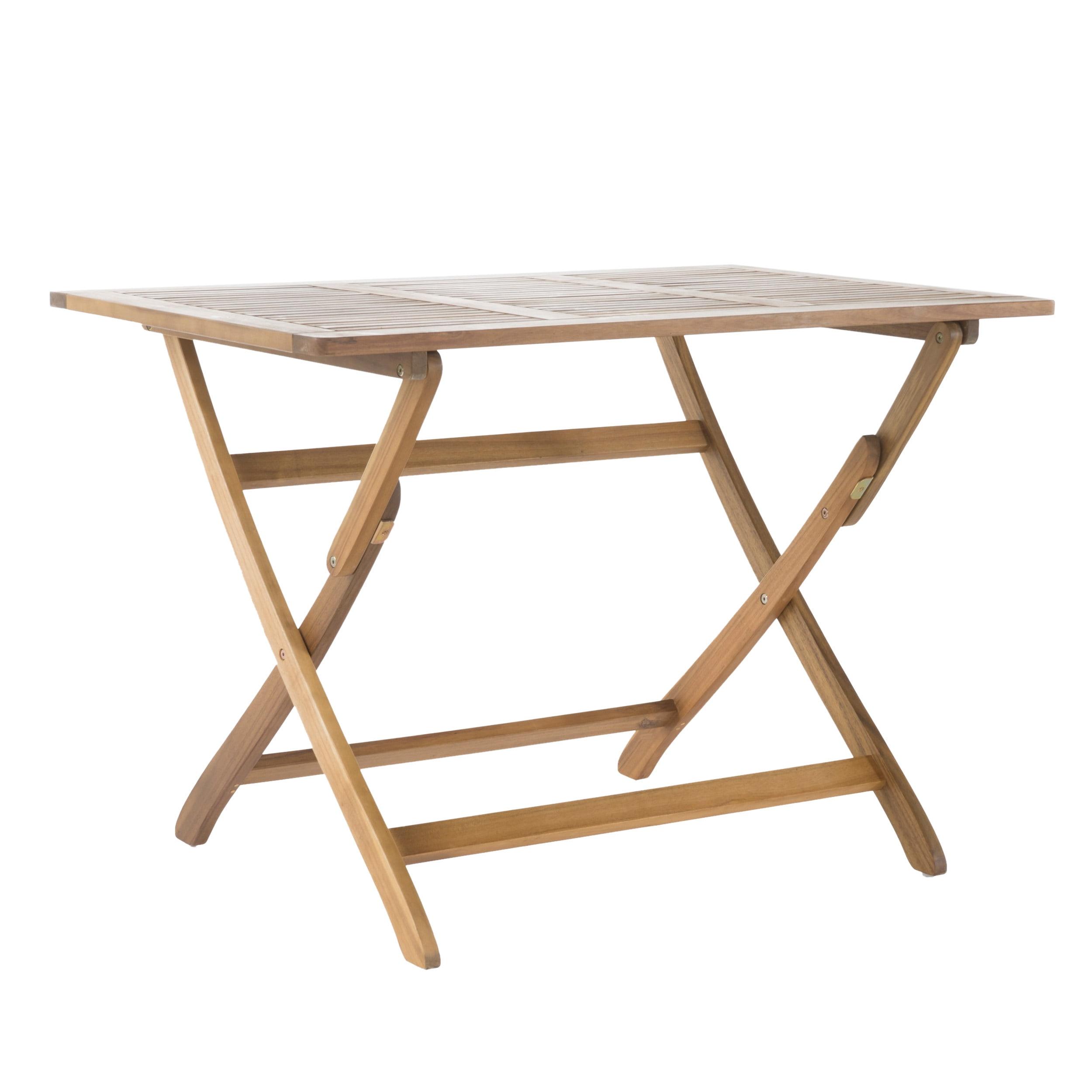 Acacia Wood Natural Finish Easy-Fold Outdoor Dining Table