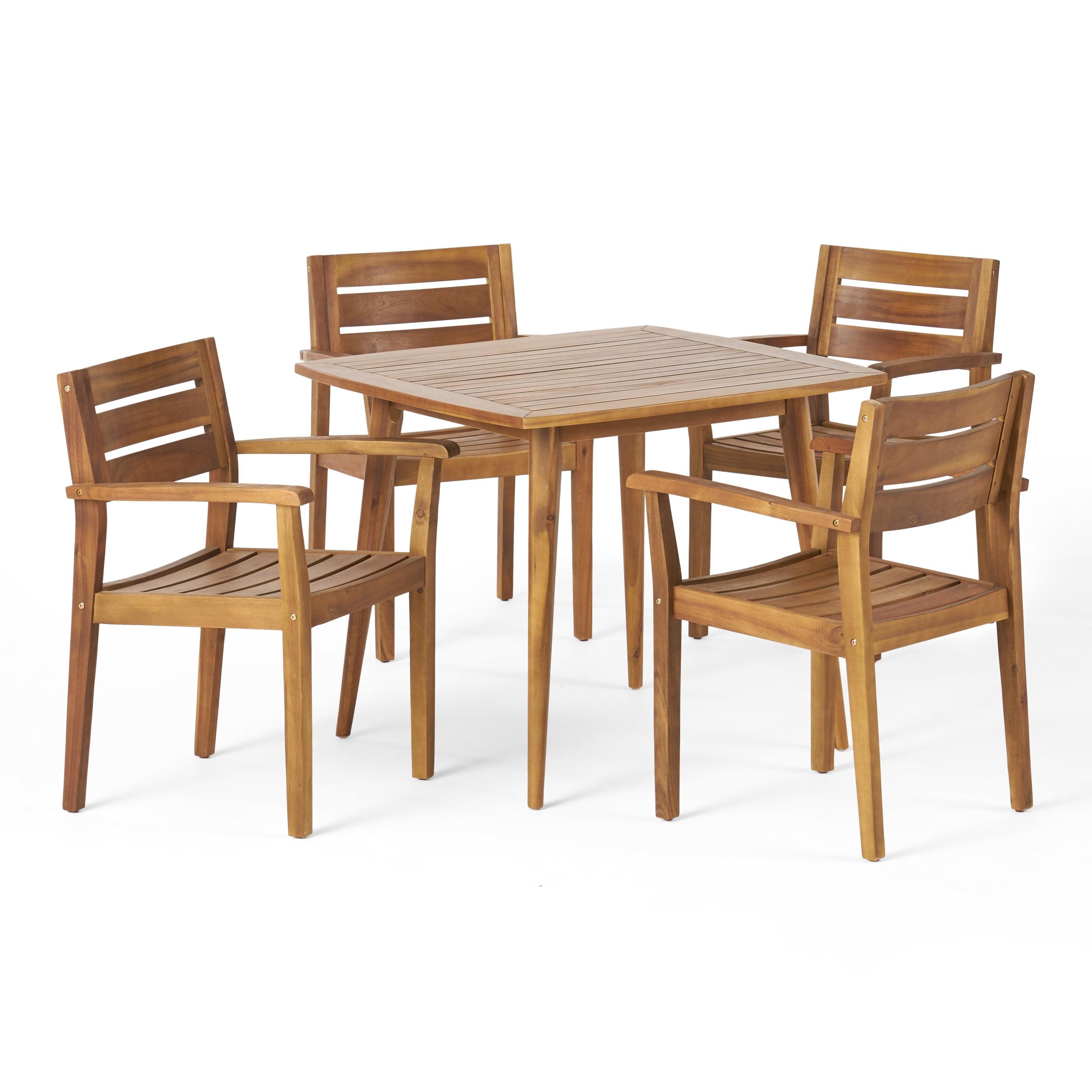 Solomon 5-Piece Teak Acacia Wood Outdoor Dining Set