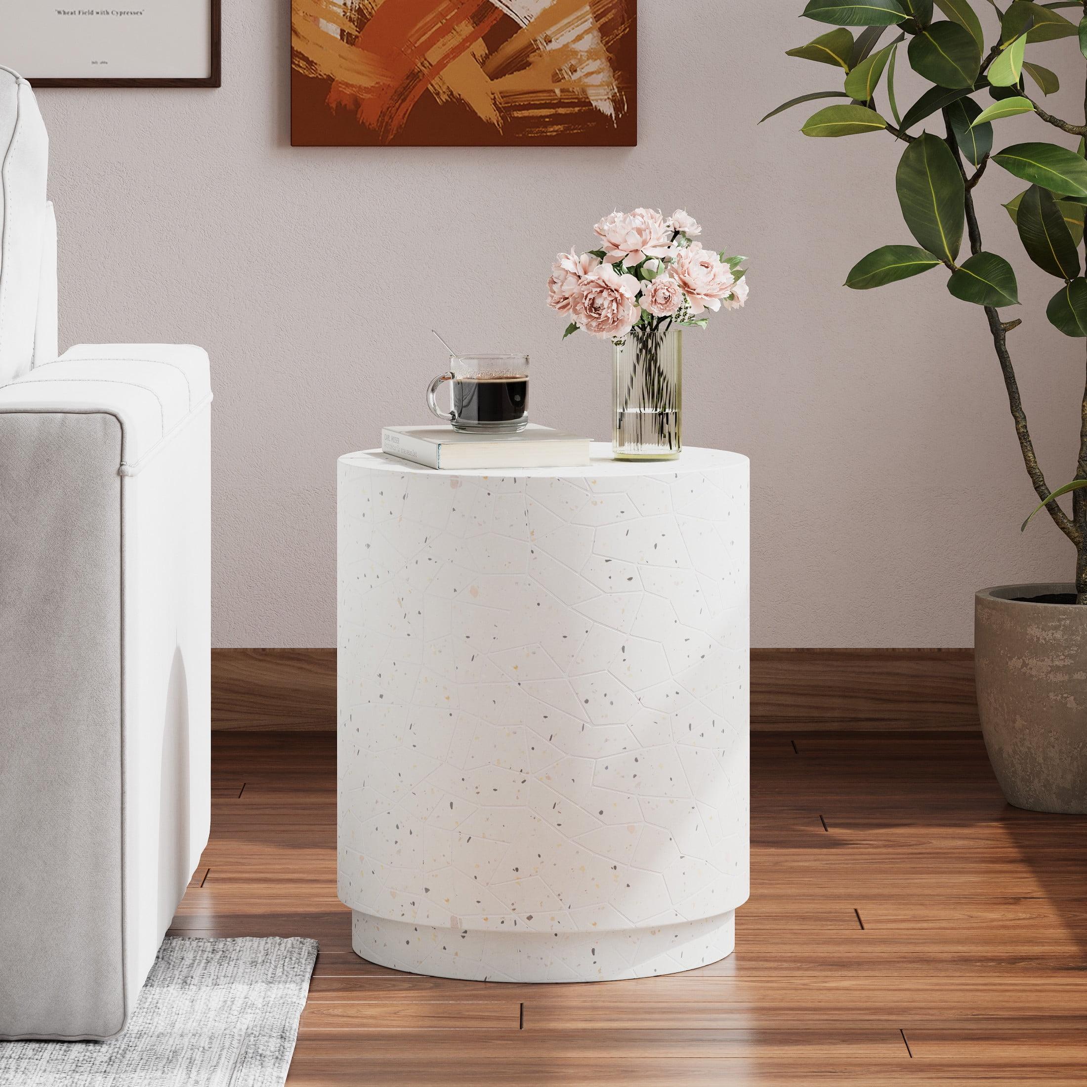 Christopher Knight Home lorien Cylindrical Light Weight Concrete Side Table, White