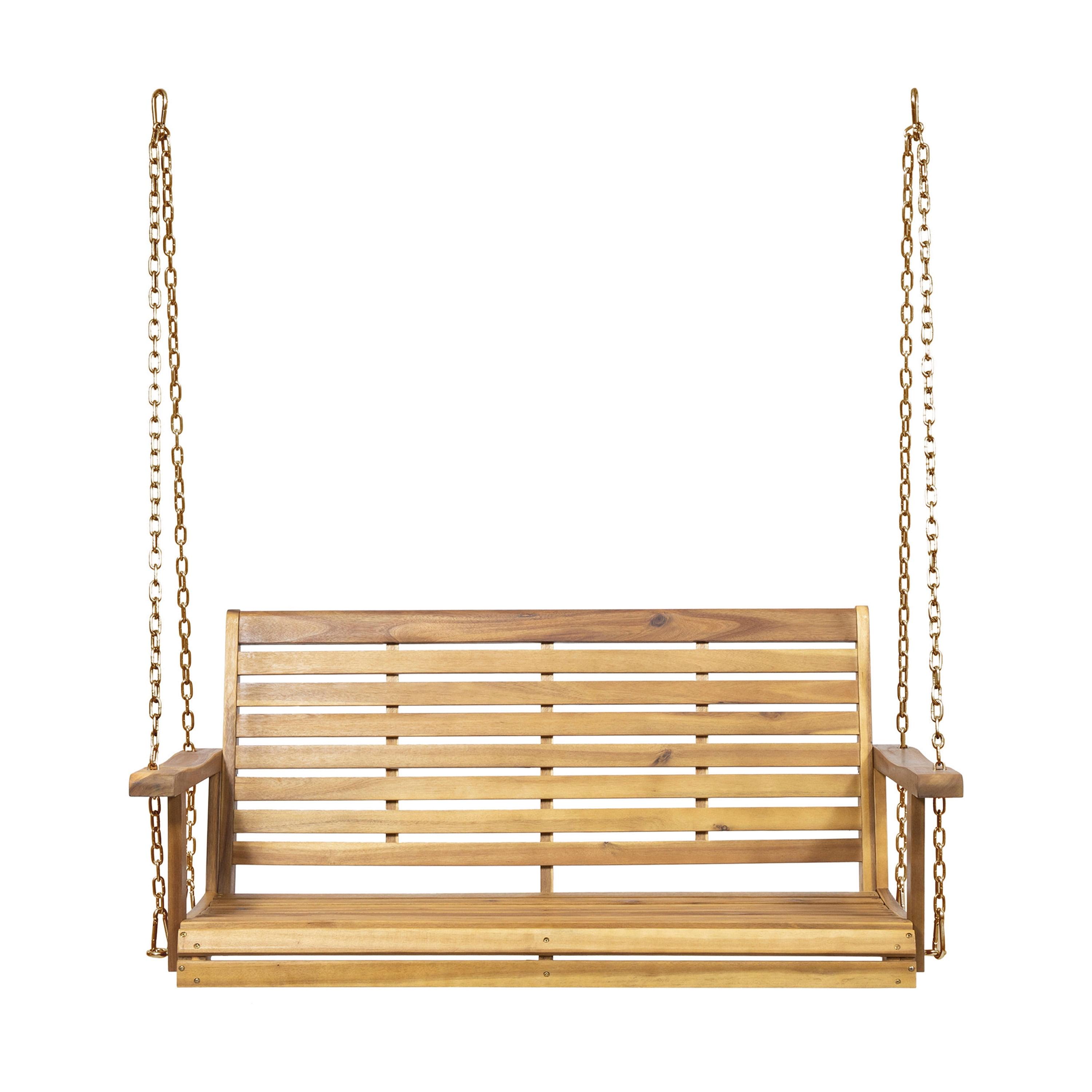 GDF Studio Viola Outdoor Acacia Wood Porch Swing, Teak