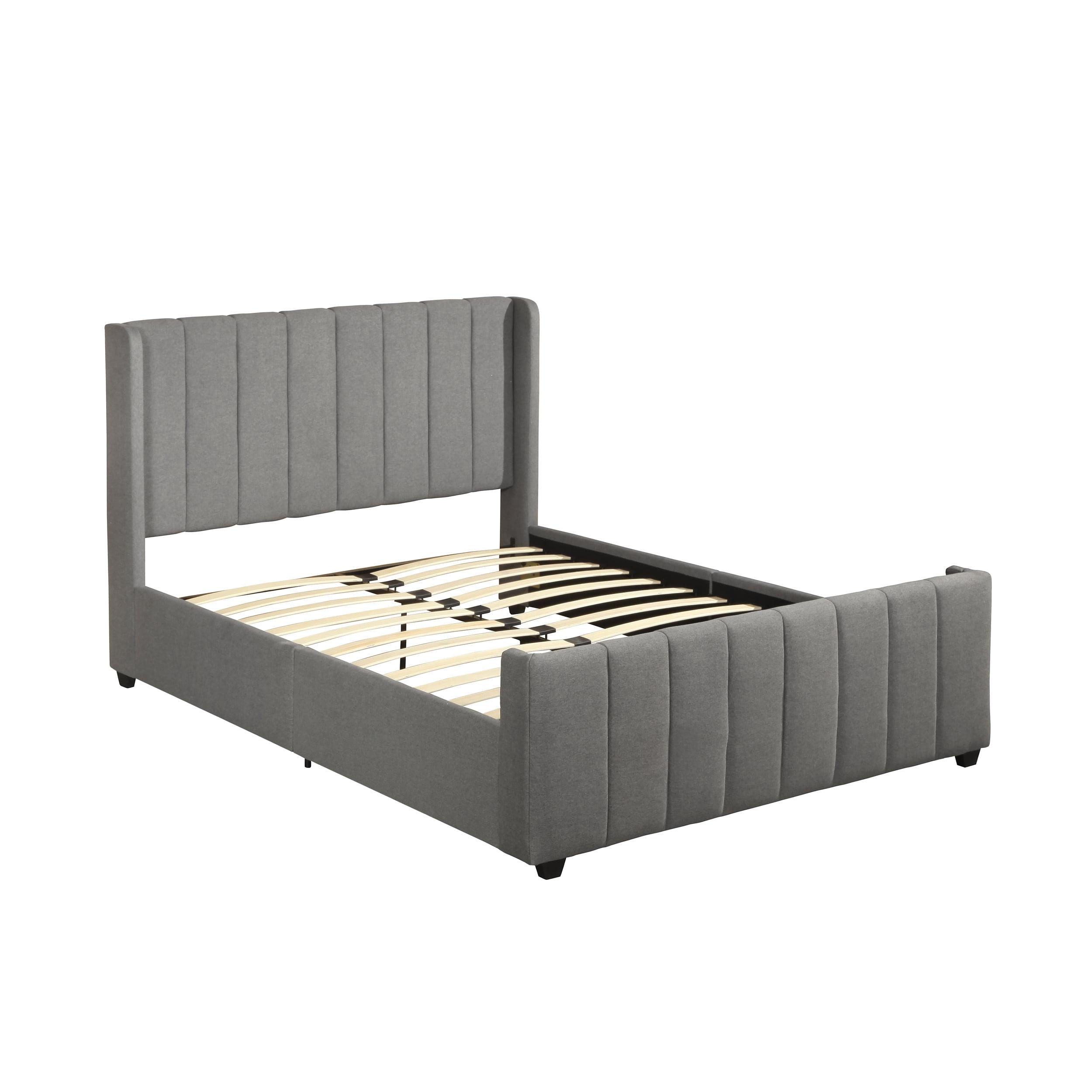 GDF Studio Wallach Contemporary Fabric Channel Stitch Queen Bed, Charcoal Gray and Black