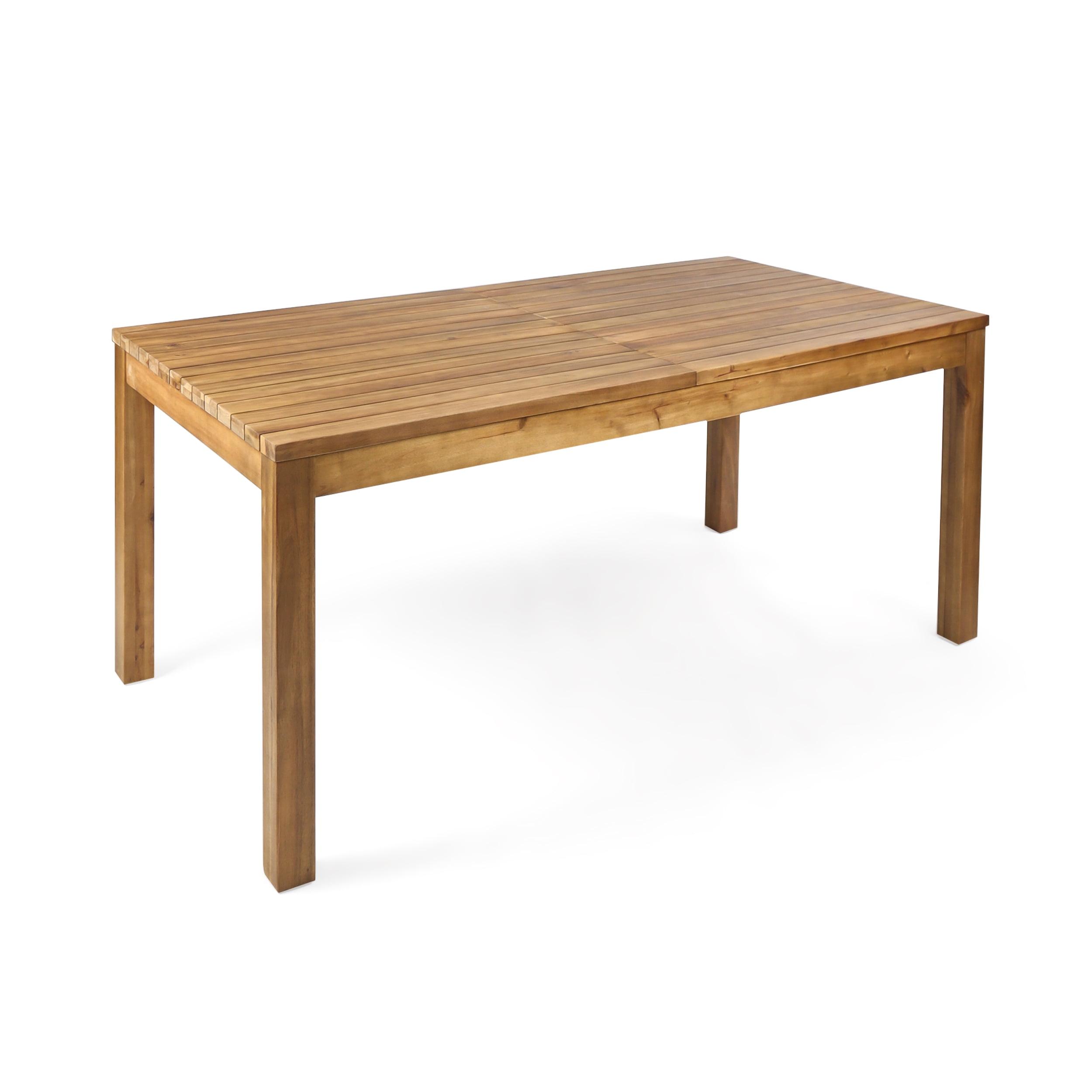 Wilson Teak Finish Acacia Wood Expandable Dining Table