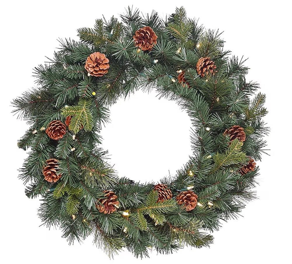 GE 26-in Pre-lit Battery-operated Green Mixed Needle Artificial Christmas Wreath