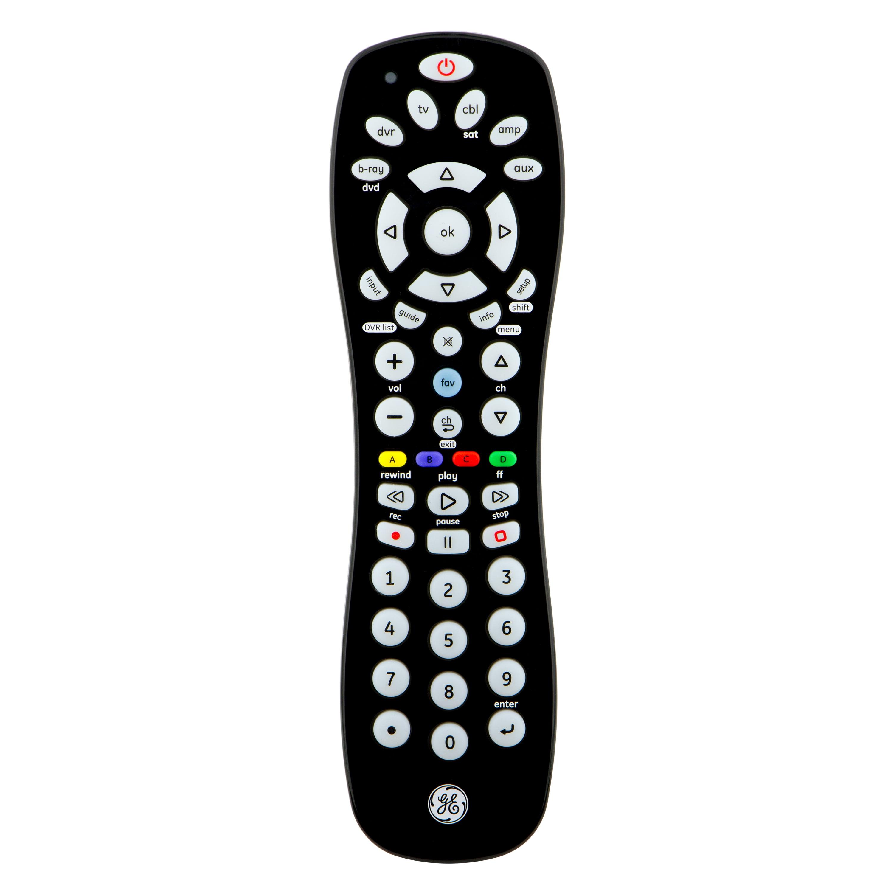 GE 6-Device Universal TV Remote Control in Black, 34459