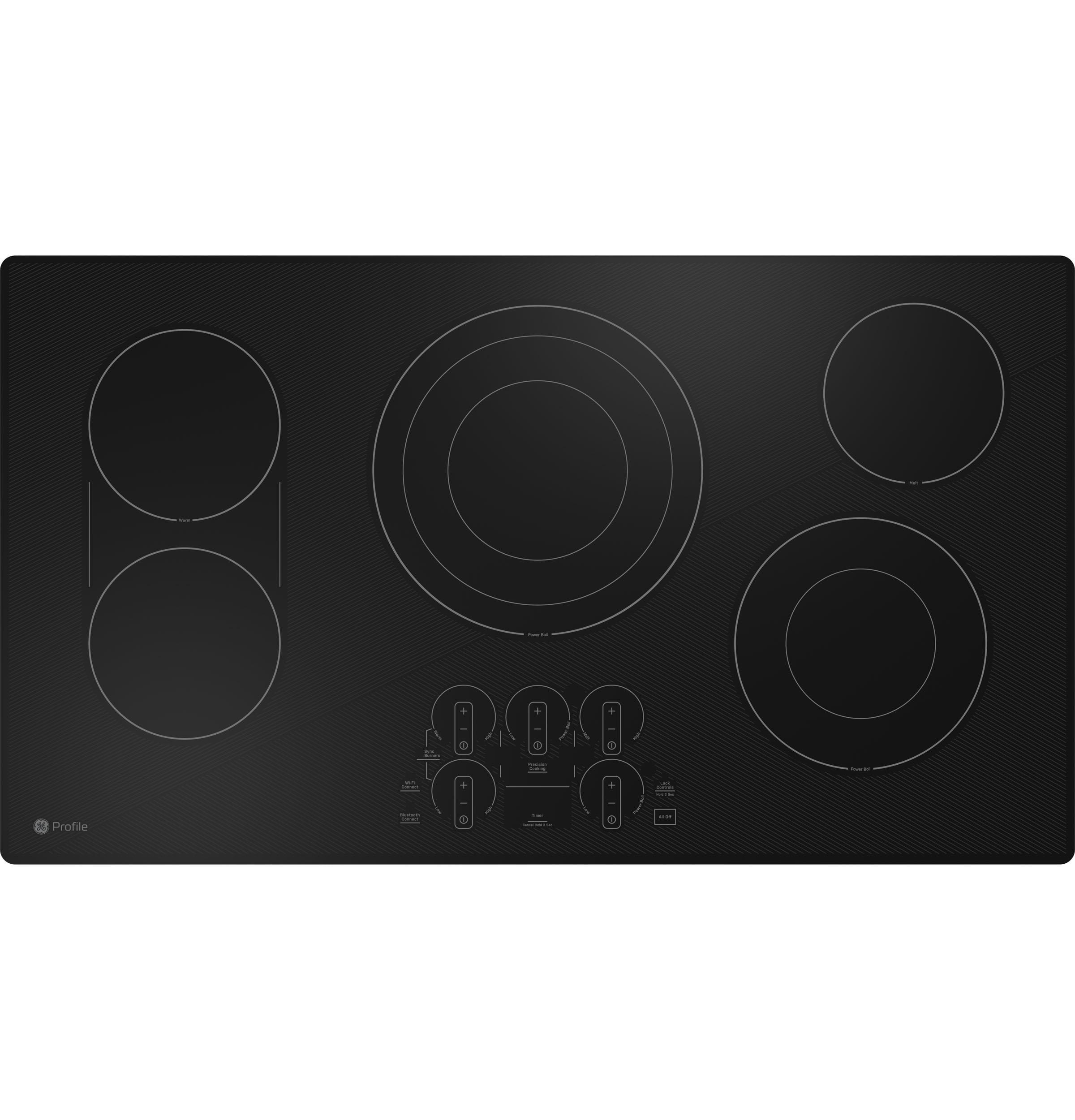 36" Black Ceramic Glass 5-Burner Induction Cooktop with Touch Control