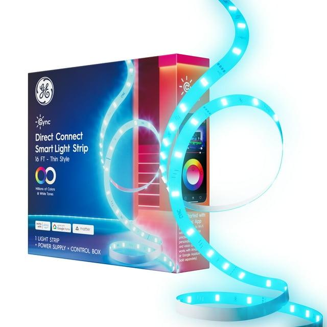 GE GE CYNC Smart LED Full Color Light Strip Power Supply 16': Multicolored Indoor Strip Lights, 1 Million Settings