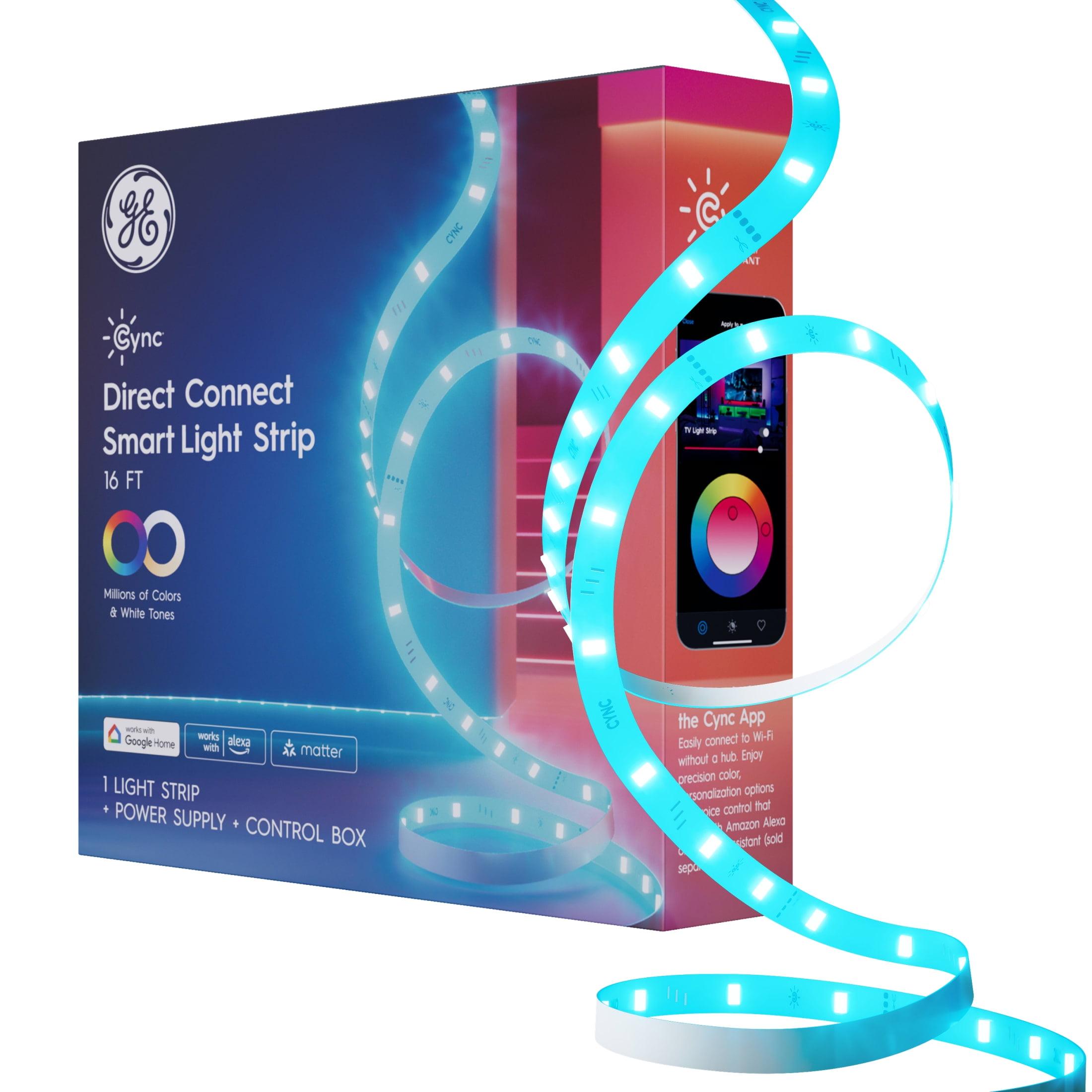 GE GE CYNC Smart LED Full Color Light Strip Power Supply 16': Multicolored Indoor Strip Lights, 1 Million Settings