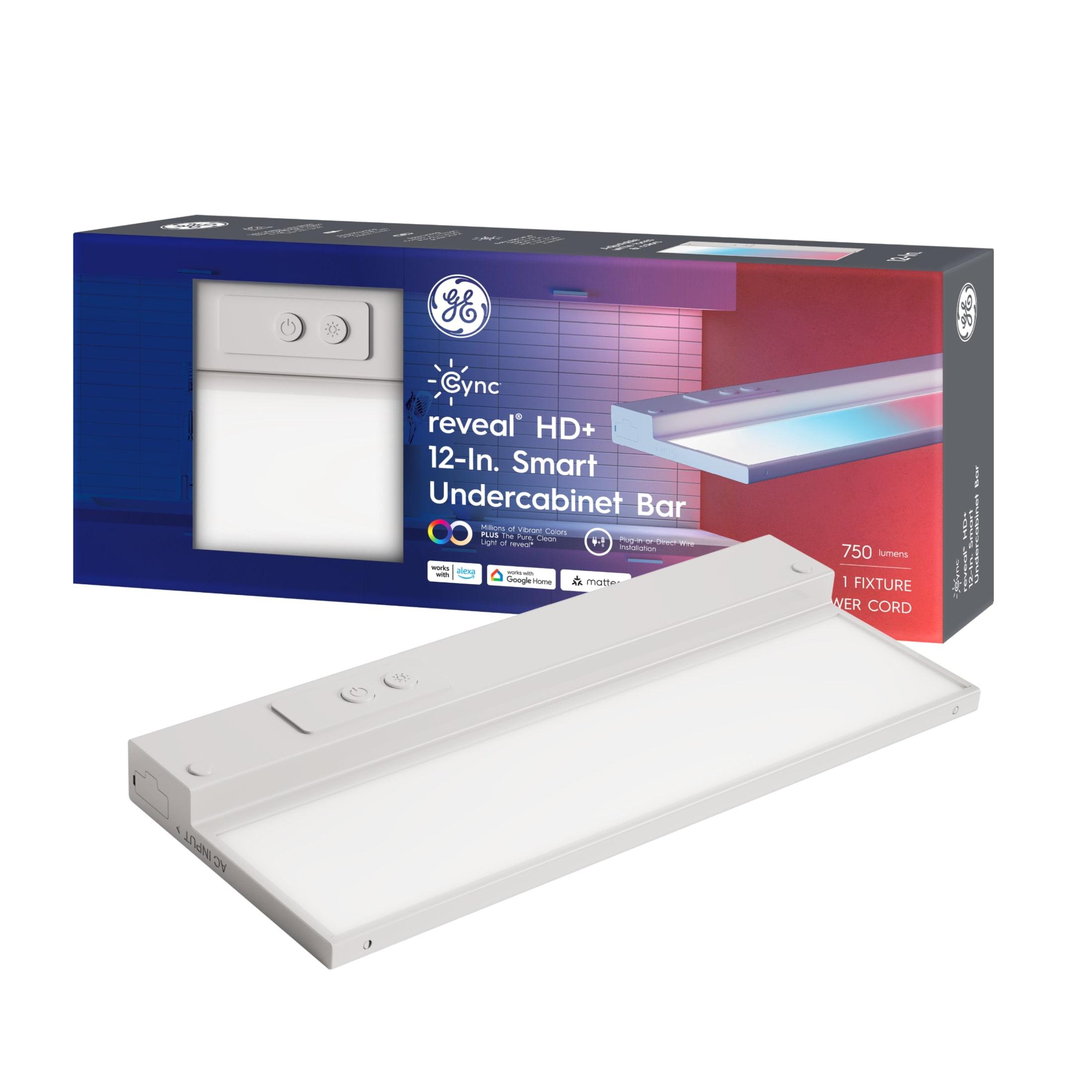 GE Household Lighting 12" Undercabinet Light Fixture: LED, 750 Lumens, 3000K, Plastic, Multicolored, Push Button, 5-Year Warranty