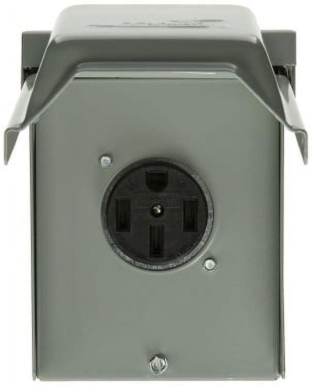 Silver 50 Amp Outdoor Tamper Resistant RV Power Outlet