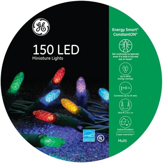 GE Energy Smart 150 LED Miniature String Lights Multi with Green Wire 49.6-FT