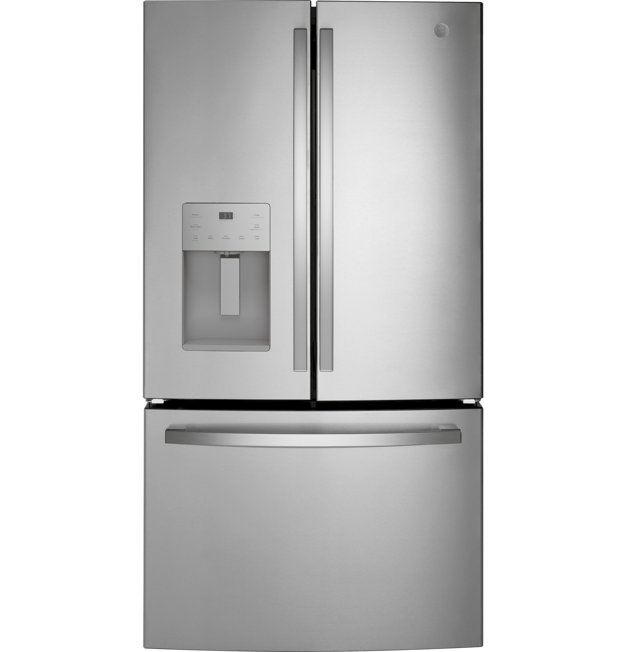 GE Appliances GFE26JYMFS GE Appliances 25.5 Cubic Feet Energy Star Smudge-Resistant French Door Refrigerator with Water and Ice Dispenser