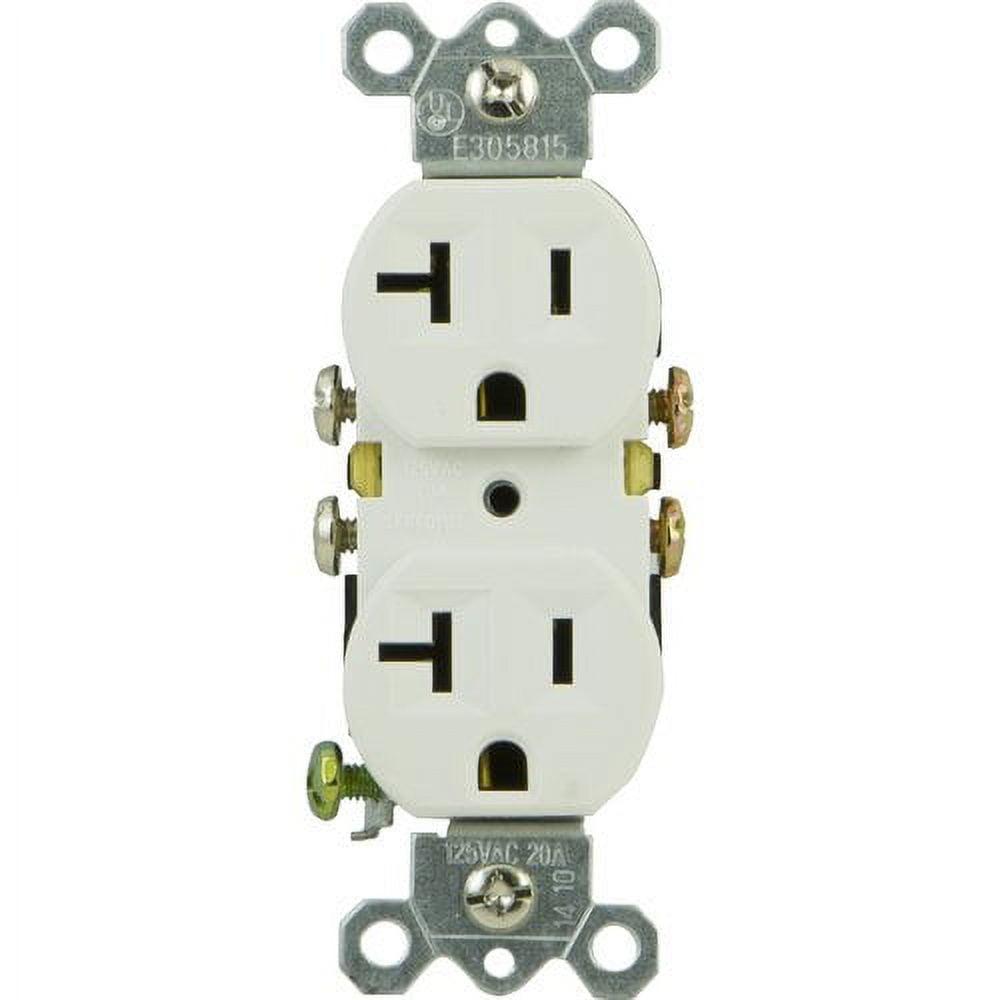 White Tamper Resistant 20A Duplex Receptacle Outlet