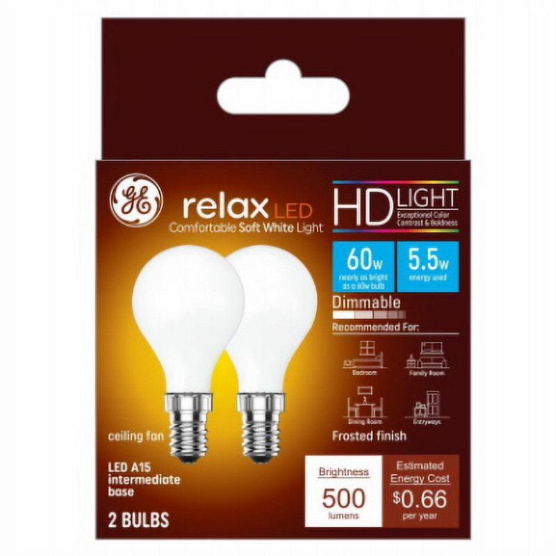 GE 2pk 60W Relax G25 LED Frost Globe Light Bulbs Soft White: Dimmable Vanity Round Bulbs, Energy Star Certified