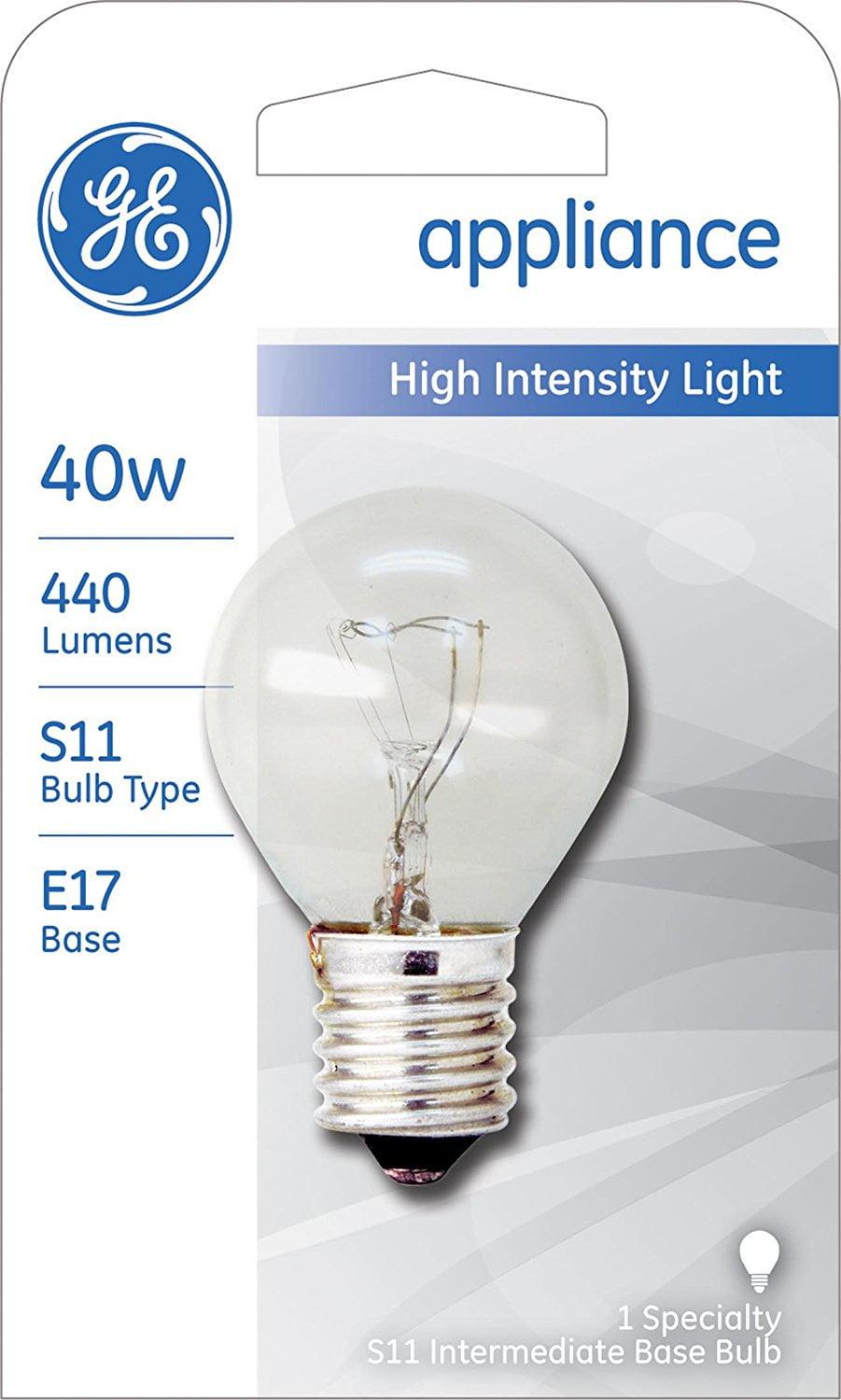 GE 40W High Intensity S11 Incandescent Light Bulb Soft White: Dimmable, 440 Lumens, E17 Base, 2500K, Appliance Use