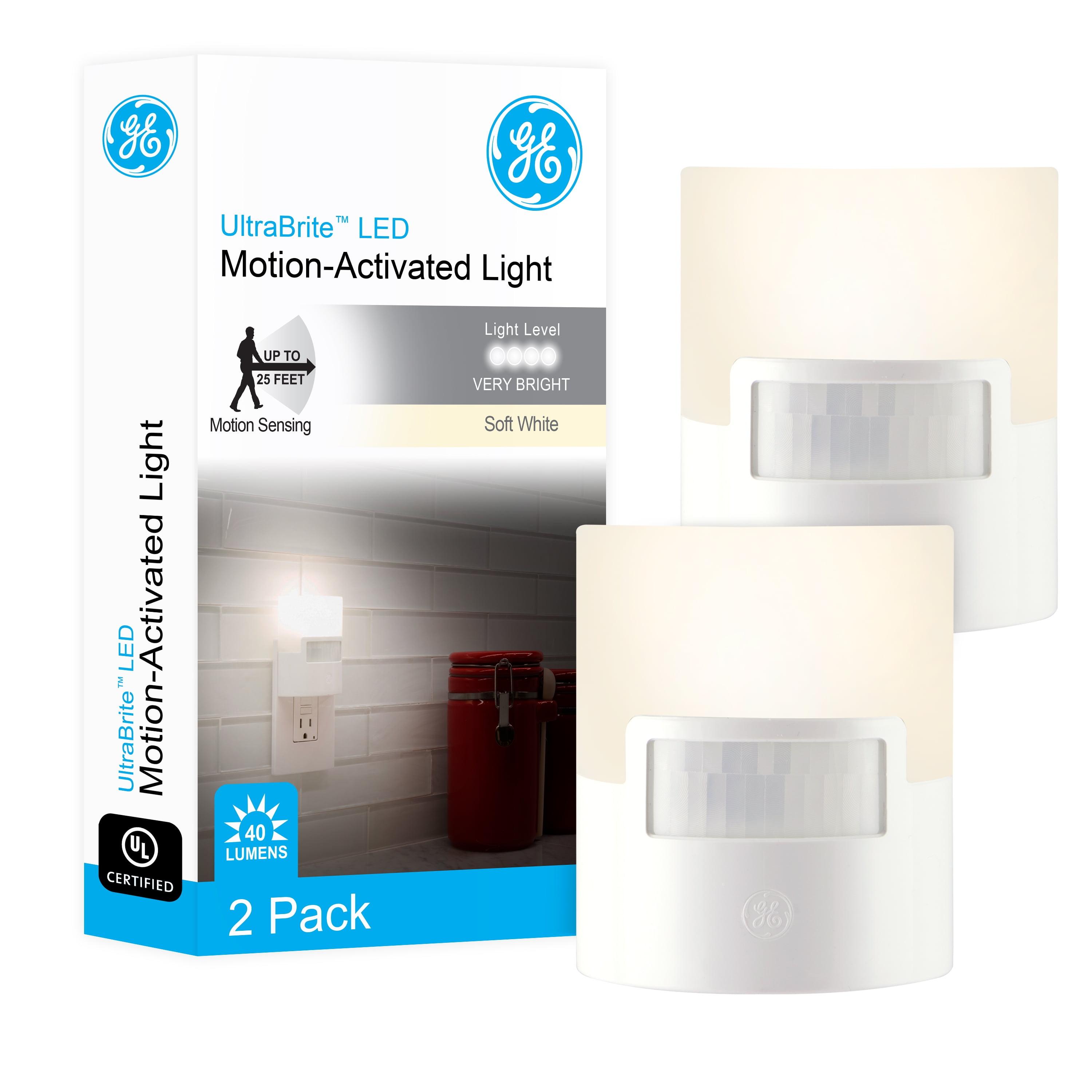 GE Motion Activated Soft White LED Night Lights, 2 Pack, Plug in, 3.63 in, 46632-P1