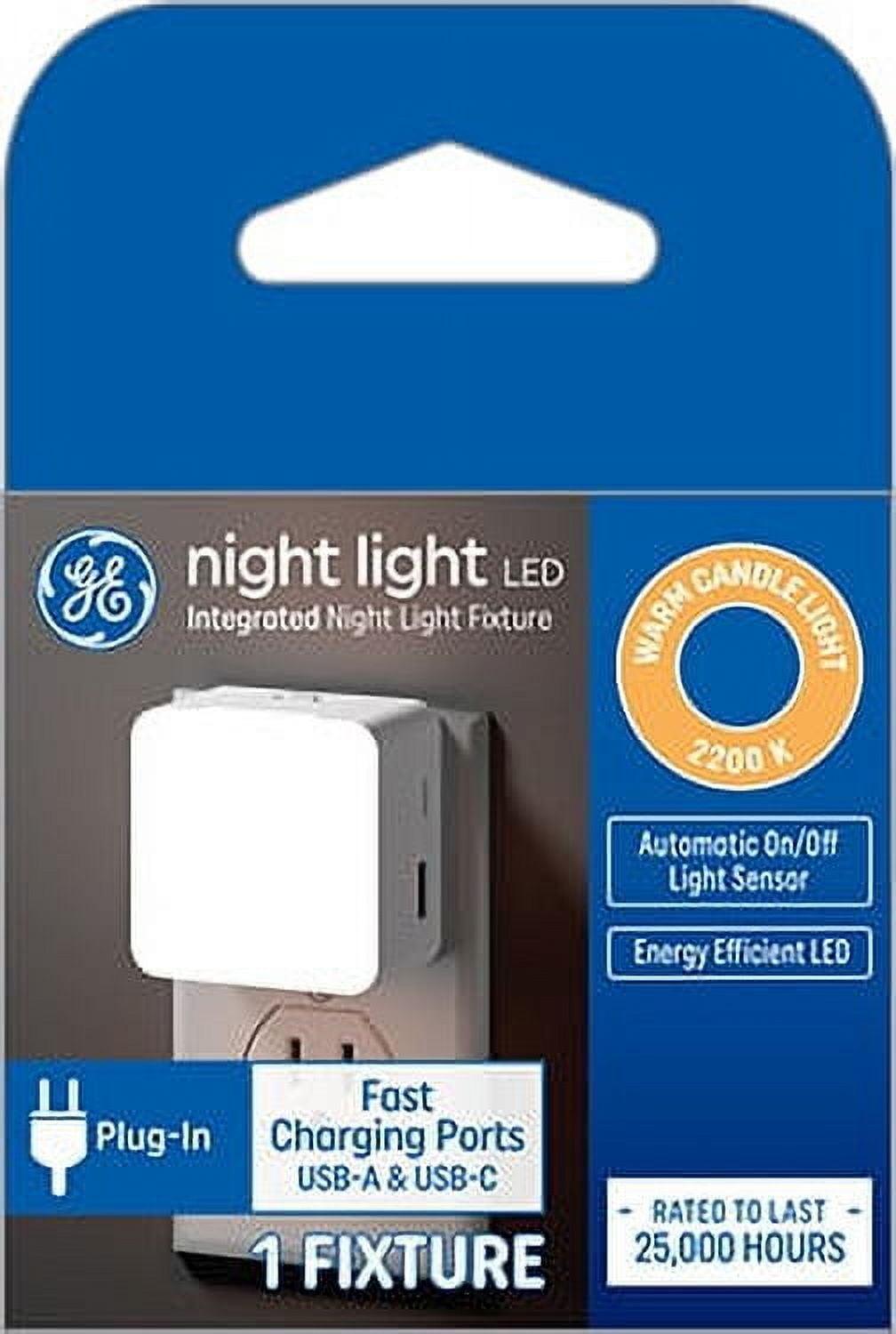 LED Night Light with USB-A and USB-C Charging Ports