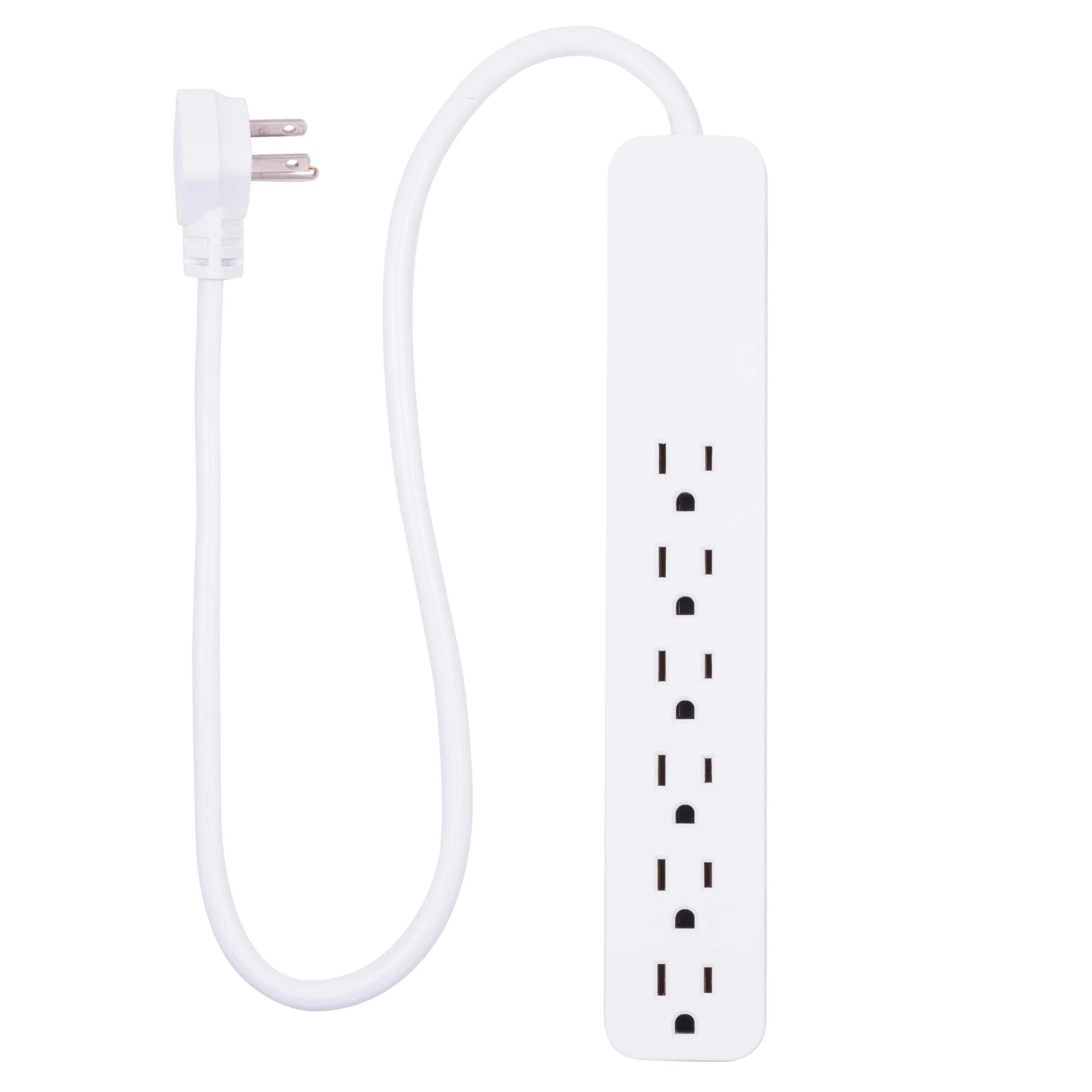 GE Pro 6-Grounded Outlet Surge Protector, 2ft., White - 40532