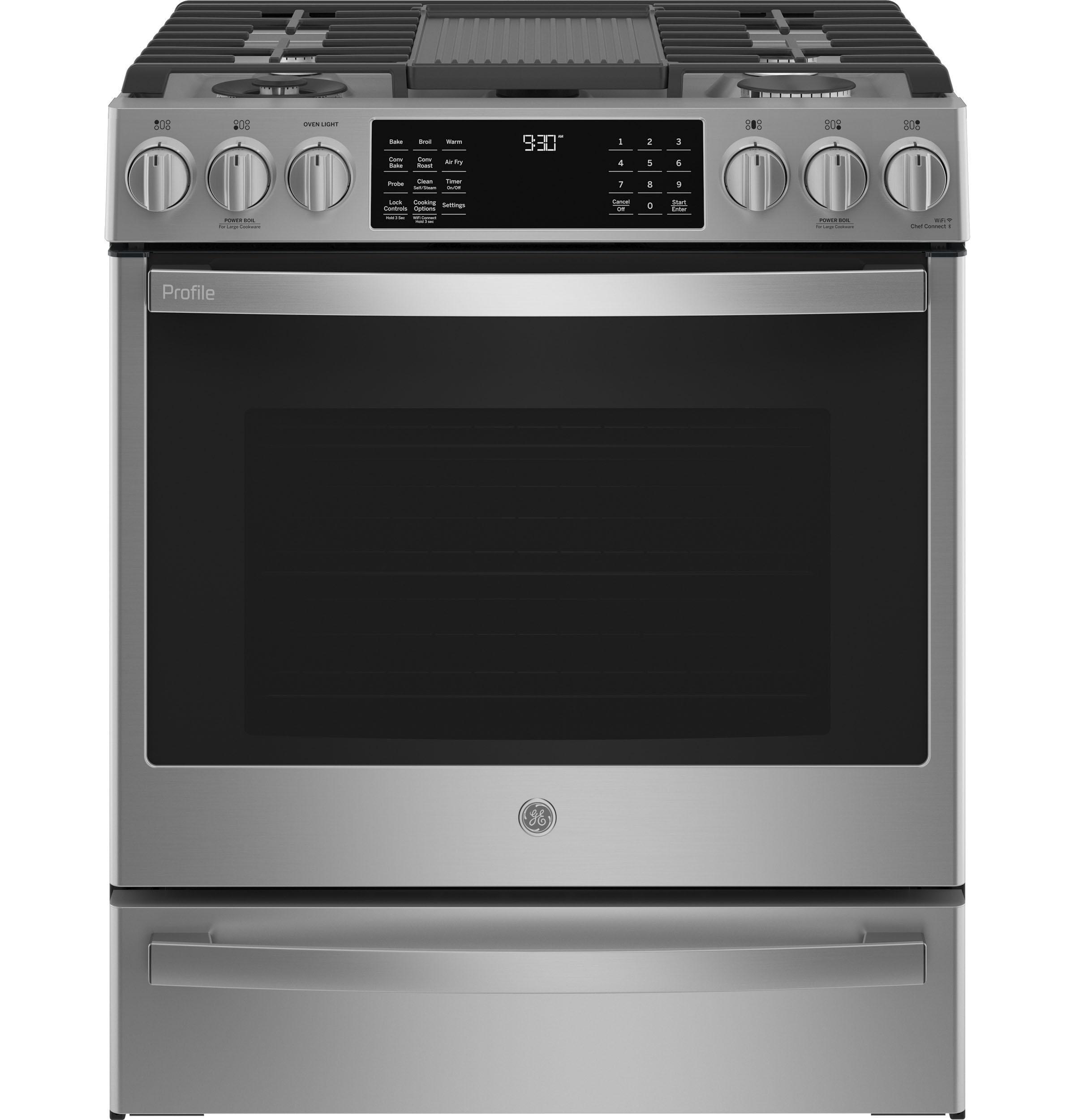 30" Stainless Steel Smart Slide-In Gas Range with Convection and Griddle