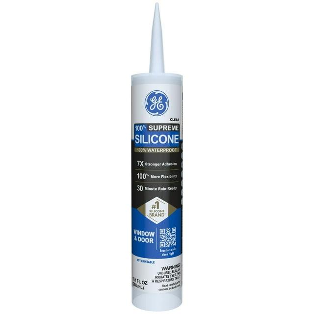 GE Supreme Silicone Window & Door Sealant, Pack of 1, Clear 10.1 fl oz Cartridge