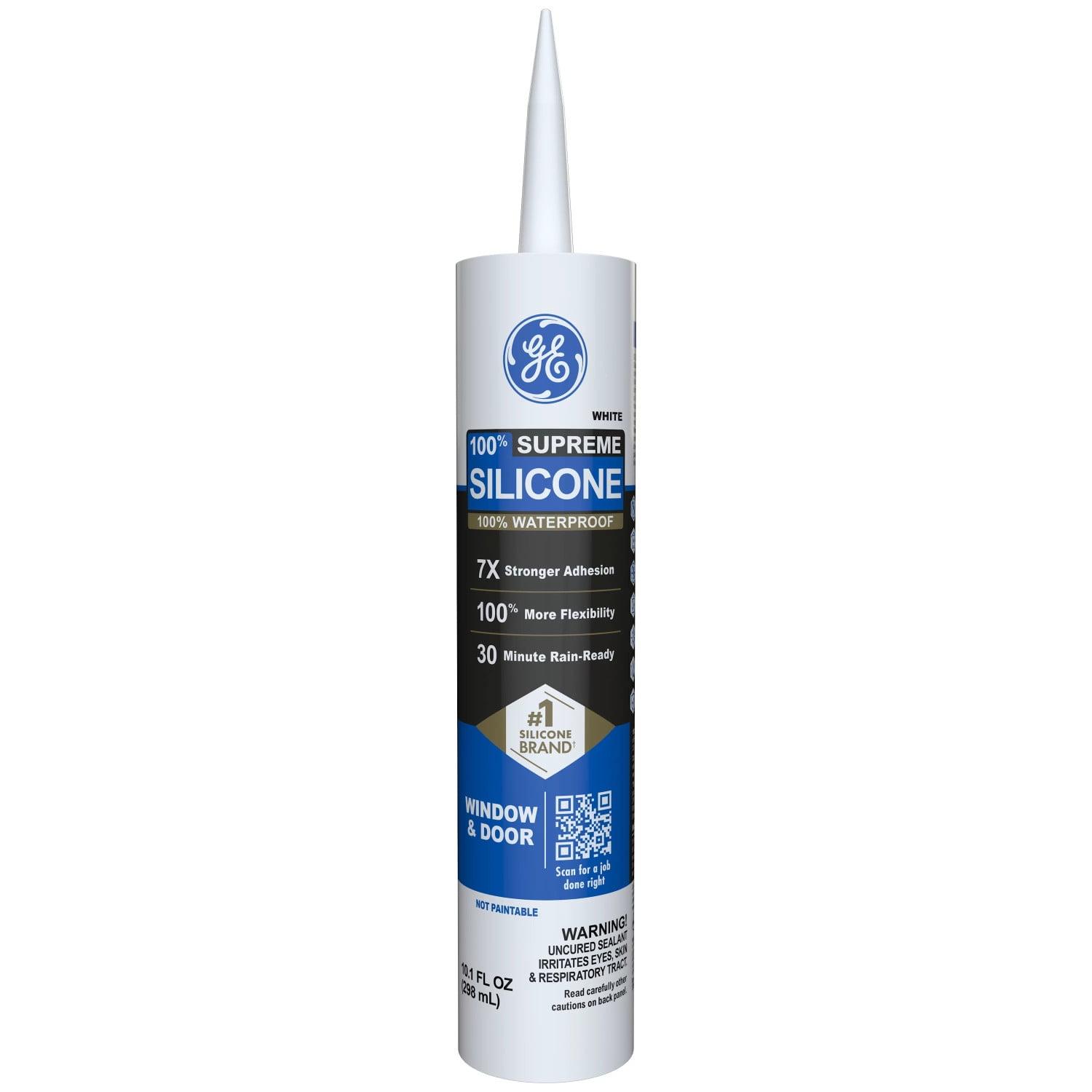 GE Supreme Silicone Window & Door Sealant, Pack of 1, Clear 10.1 fl oz Cartridge
