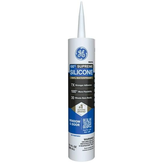 GE Supreme Silicone Window & Door Sealant, Pack of 1, Clear 10.1 fl oz Cartridge