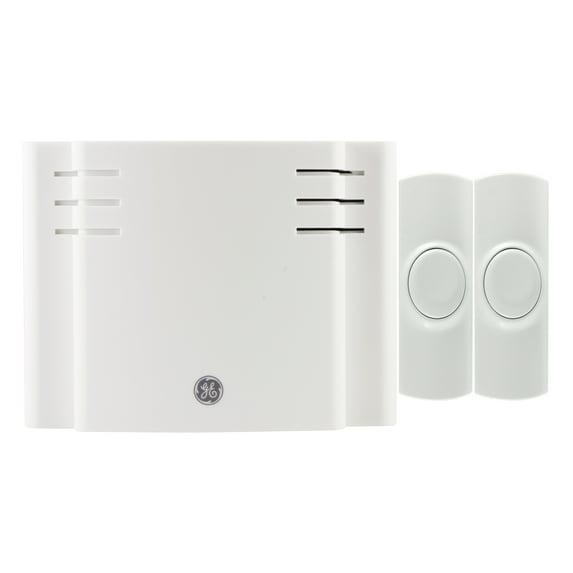 GE Wireless Doorbell Kit, 8 Chime Melodies, 1 Receiver, 2 Push Buttons, Battery-Operated, 19297