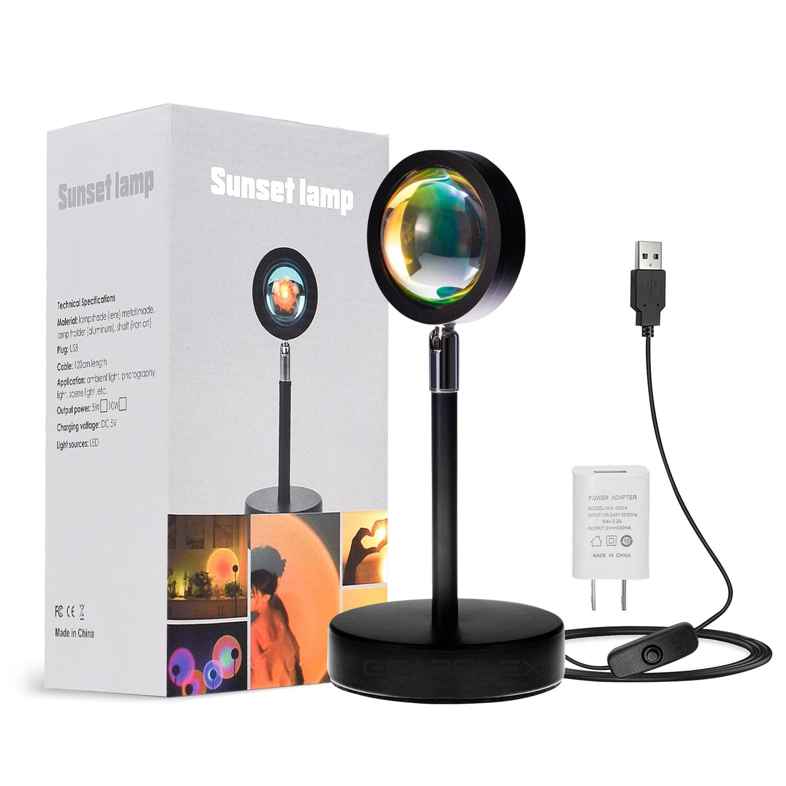 GEARPLEX Sunset Lamp Projector for Home Décor & Photography Ambient LED Night Light Lamp with USB Charging Cord- 180-Degree Rotating Romantic UFO Sunset Lamp for Selfies Christmas Home Parties