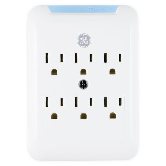 GENERAL ELECTRIC Pro 6-Outlet Surge Protector Power Outlet Adapter, White - 38431