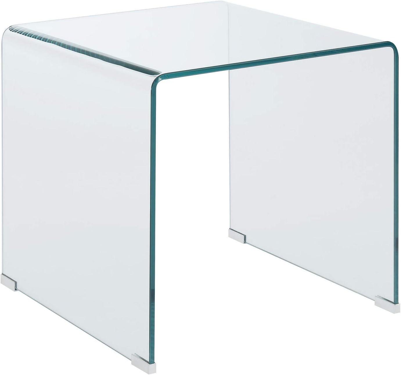 Clear Acrylic Square End Table with Curved Edges