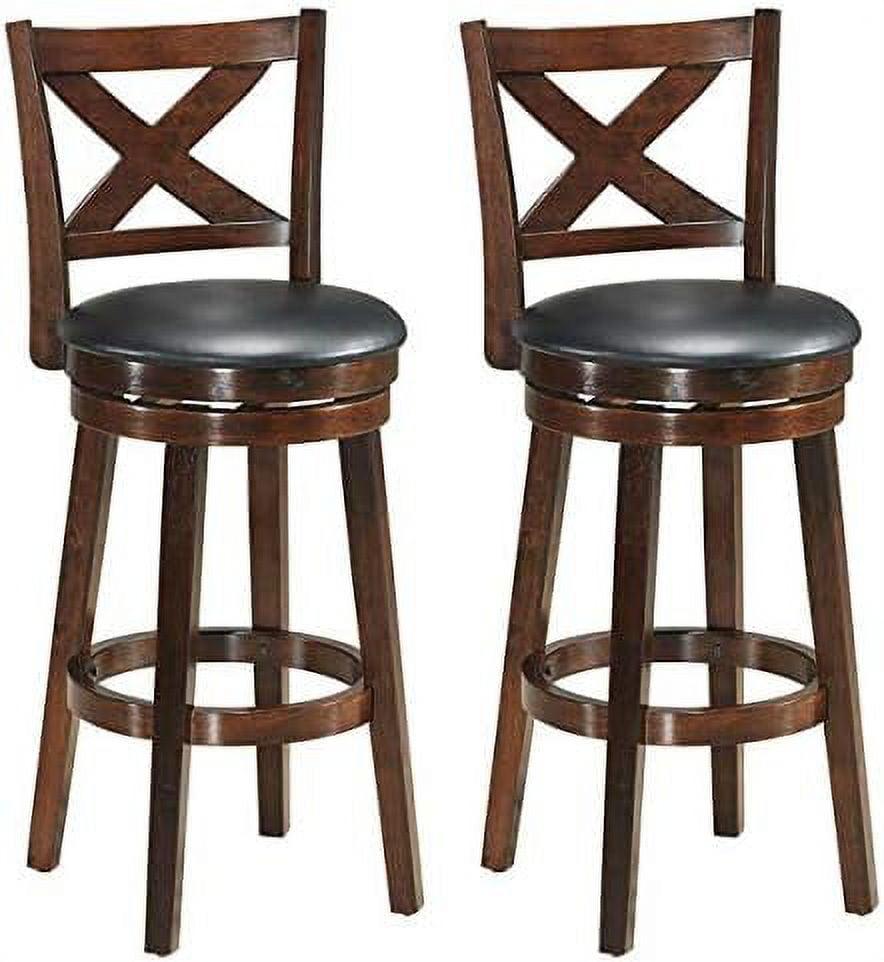 Elegant Black 29'' Swivel Bar Stool with X-Back Design and PVC Cushion