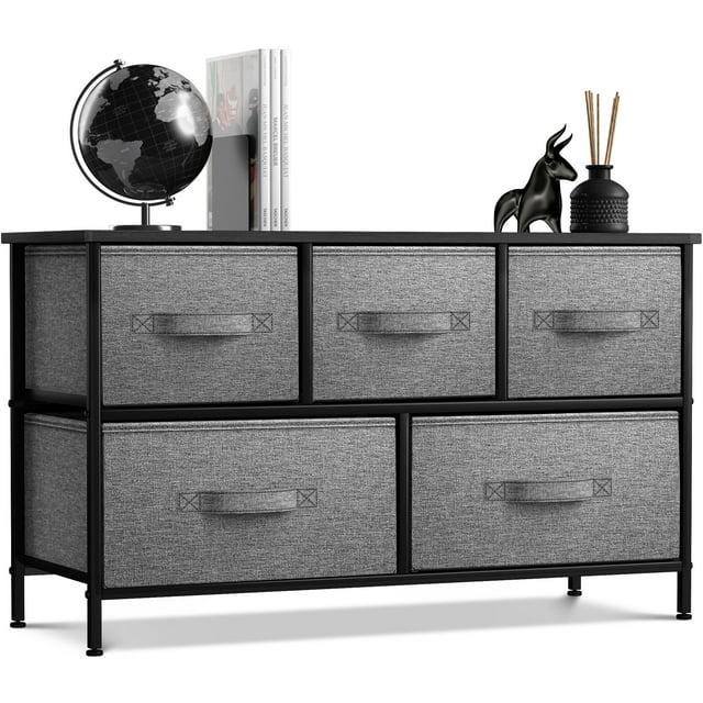 Sorbus Sorbus Dresser with 5 Drawers with Steel Frame, Wood Tops, and Fabric Bins