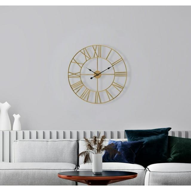 GGI International Large Decorative Wall Clock 16" - Roman Numeral Modern Home Decor Gold