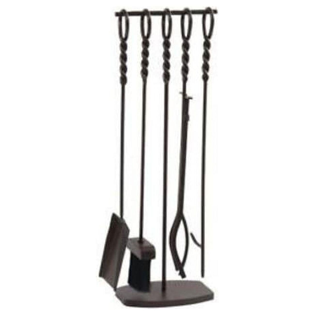 Waverly 5-Piece Black Steel Botanical Fireplace Tool Set