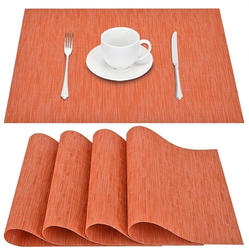 Orange Woven Vinyl Heat-Resistant Placemats Set of 6