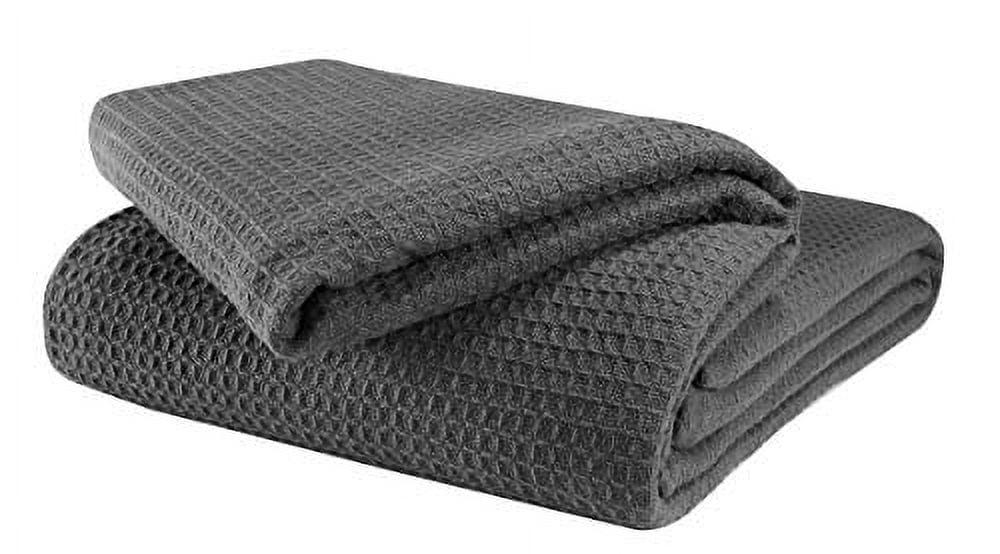 Charcoal Grey Waffle Weave 100% Cotton Queen Throw Blanket